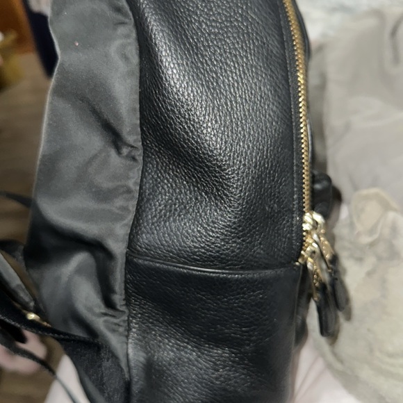 Coach black leather backpack with gold accents so nice perfect size - Picture 9 of 11